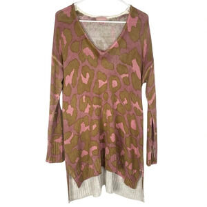 Show Me Your Mumu Leopard Print Sweater Tunic Womens XS Hug Me Rosy Pink Animal